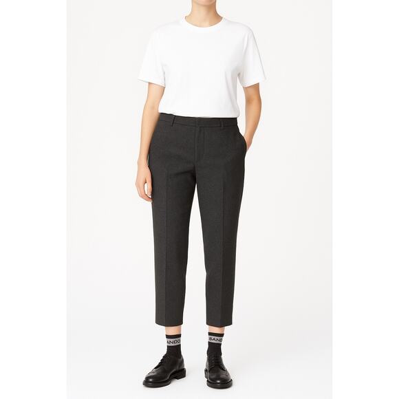Sandro Grey Wool Andy Cropped Trousers XL - Picture 1 of 6